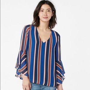 NEW JustFab Bell Sleeve Top in Bell Bottom Blue